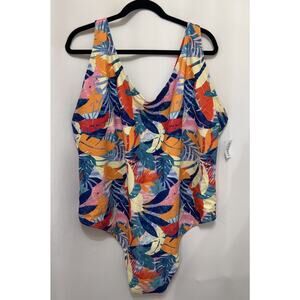 NWT Old Navy Swimsuit Women Multicolor Floral One Piece Bathing Suit Tropical 4X